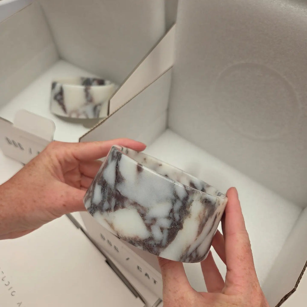 Calacatta Viola Marble Dog Bowl