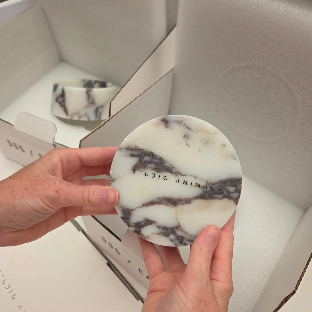 Calacatta Viola Marble Dog Bowl