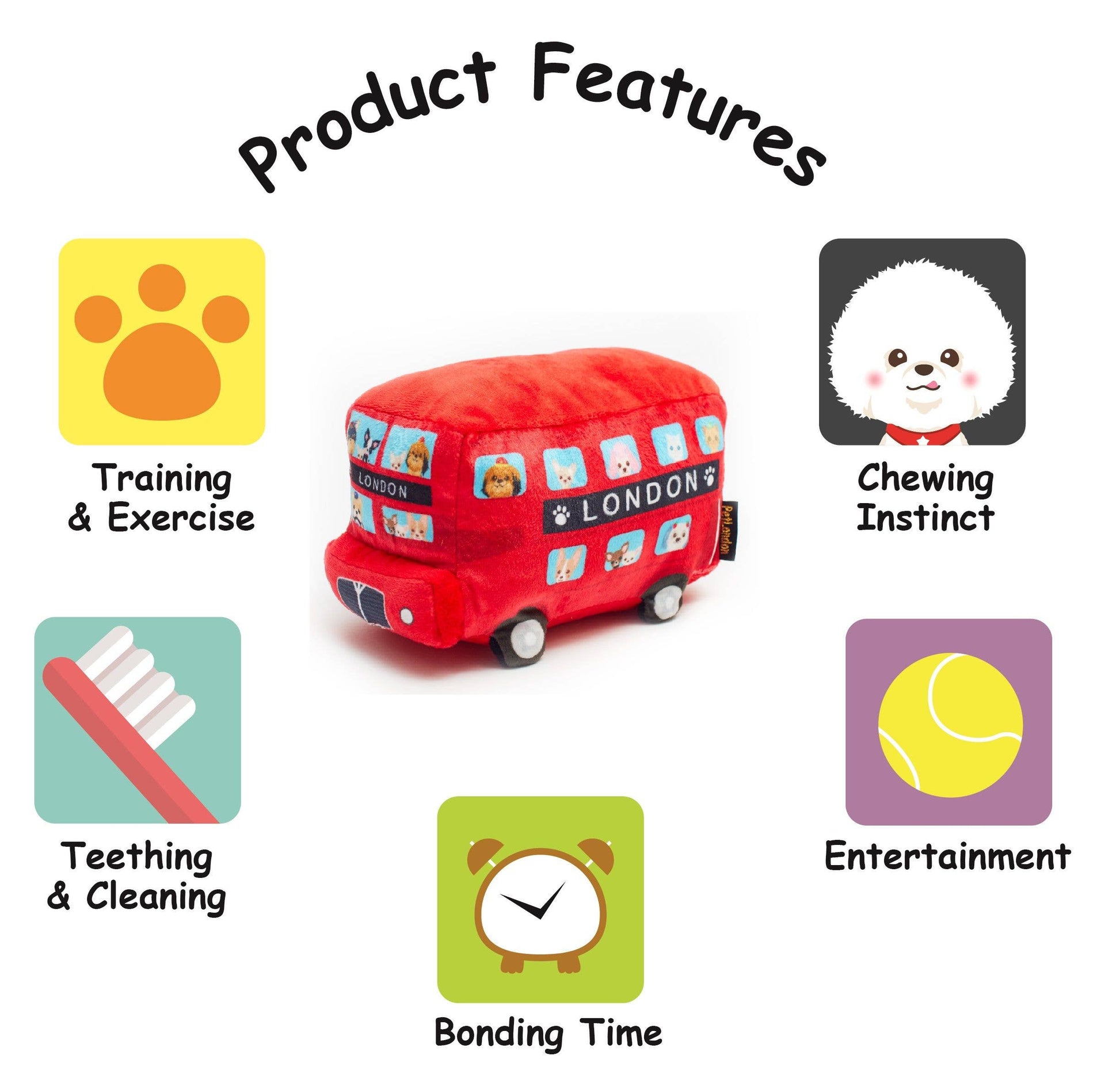 London Bus Plush Dog Toy