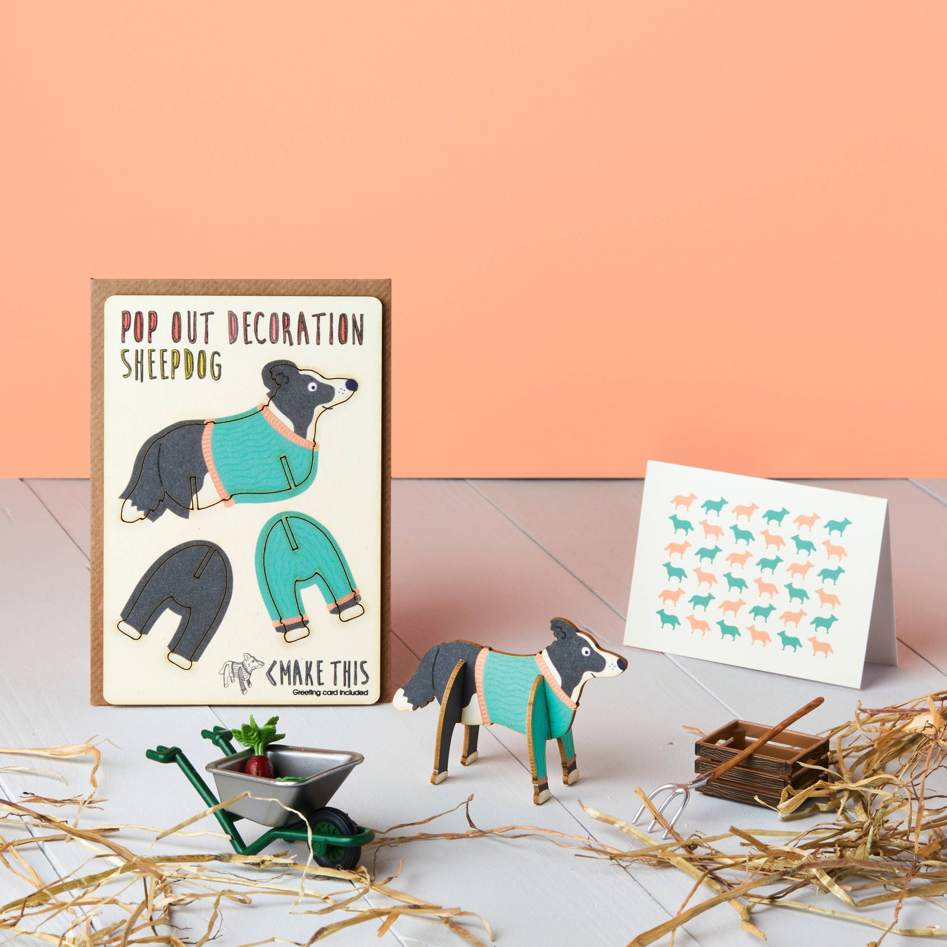 Pop Out Sheepdog Greeting Card
