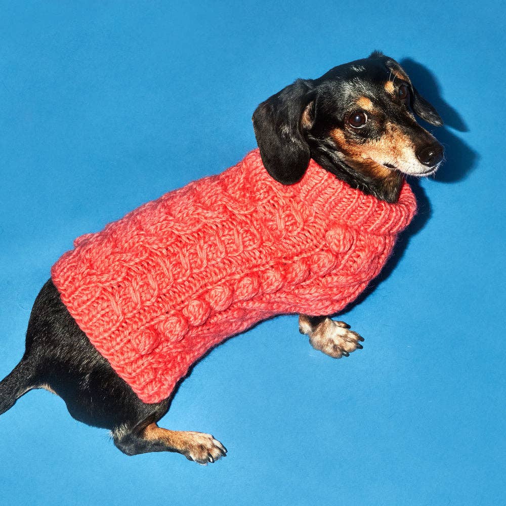 Cable Bobble Turtleneck Pink