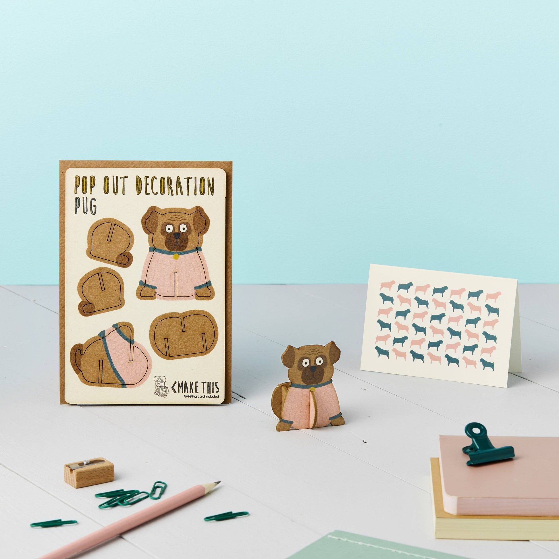 Pop Out Pug Greeting Card