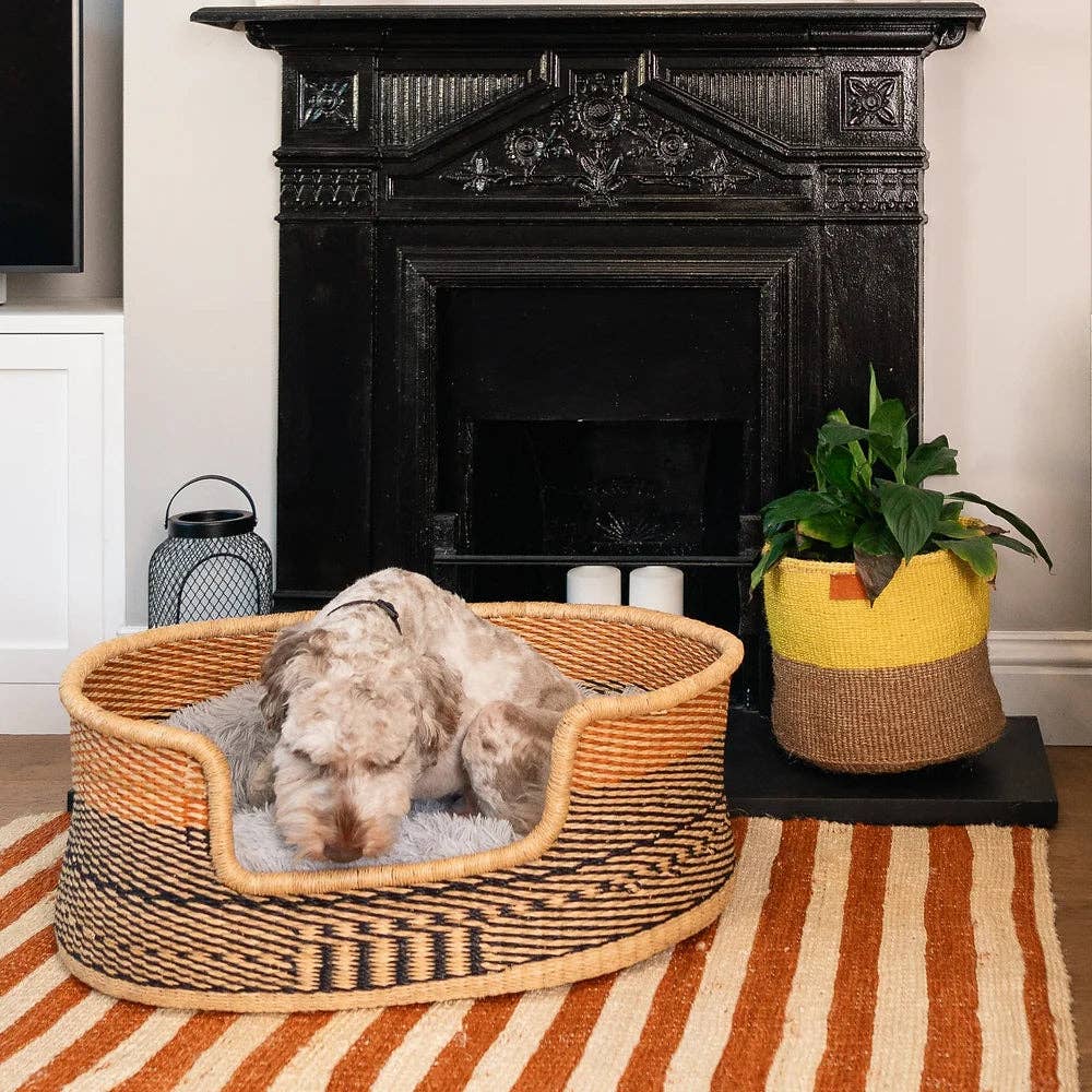 Natural Brown Woven Dog Pet Basket