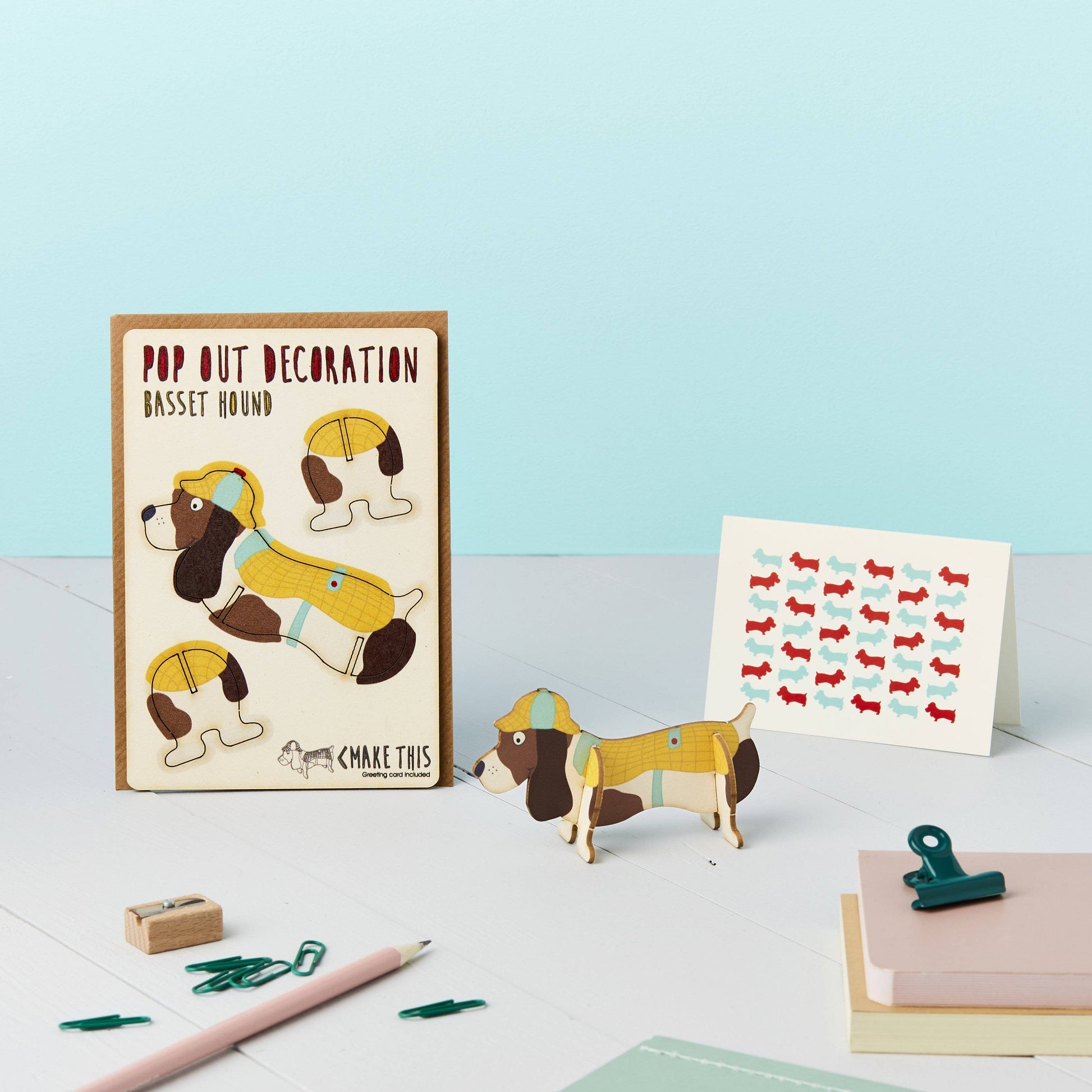 Pop Out Basset Hound Greeting Card