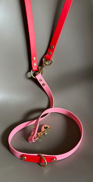 Love Multiway Dog Lead in Red & Pink