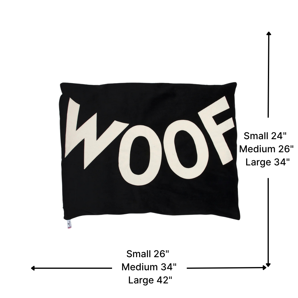 Dog Bed Big WOOF in Black Velvet