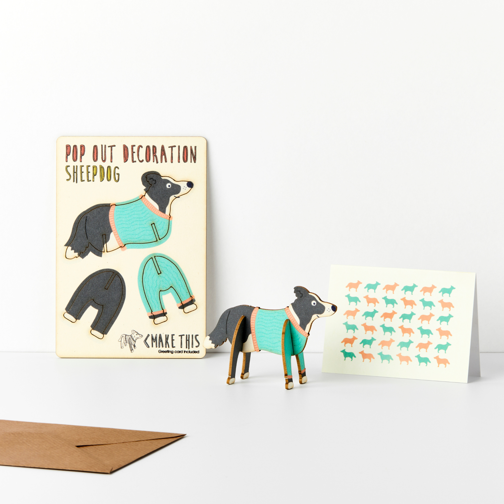 Pop Out Sheepdog Greeting Card