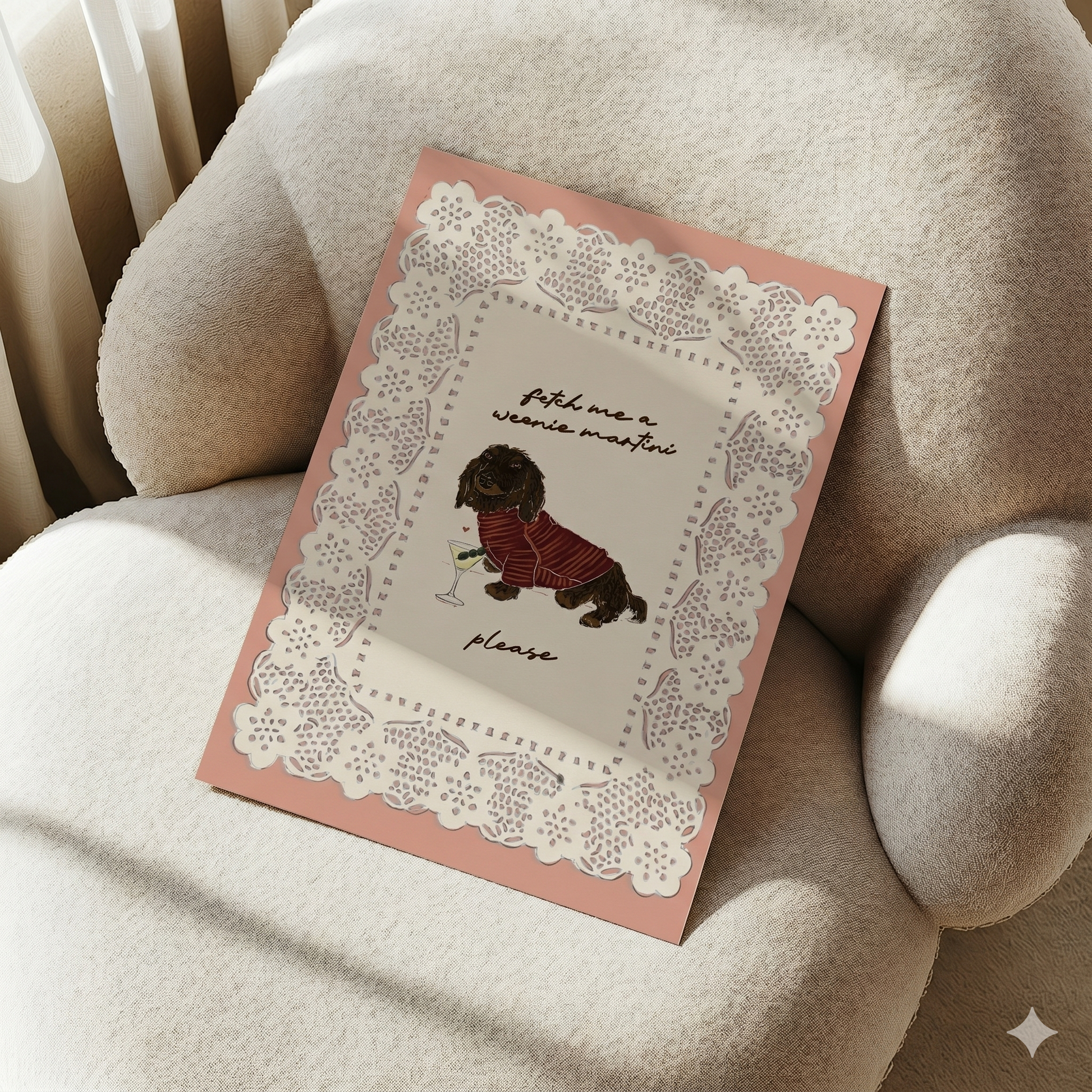 Fetch Me A Weenie Martini - Brown Dachshund Print