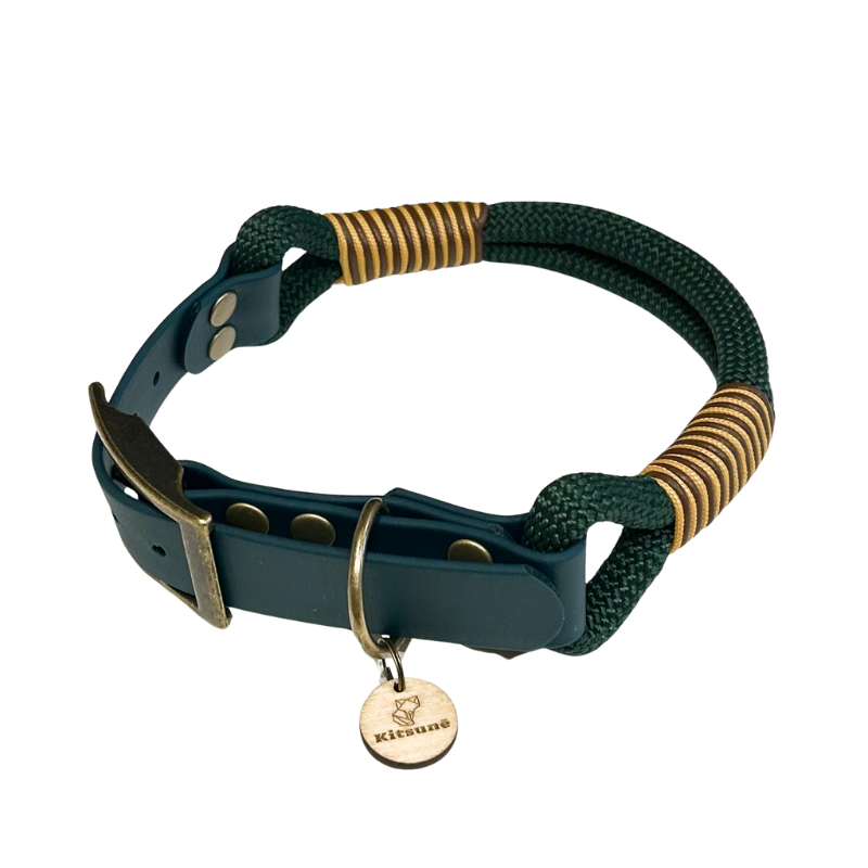 Kitsuné Dog Collar In Bi-Material Biothane and Paracord