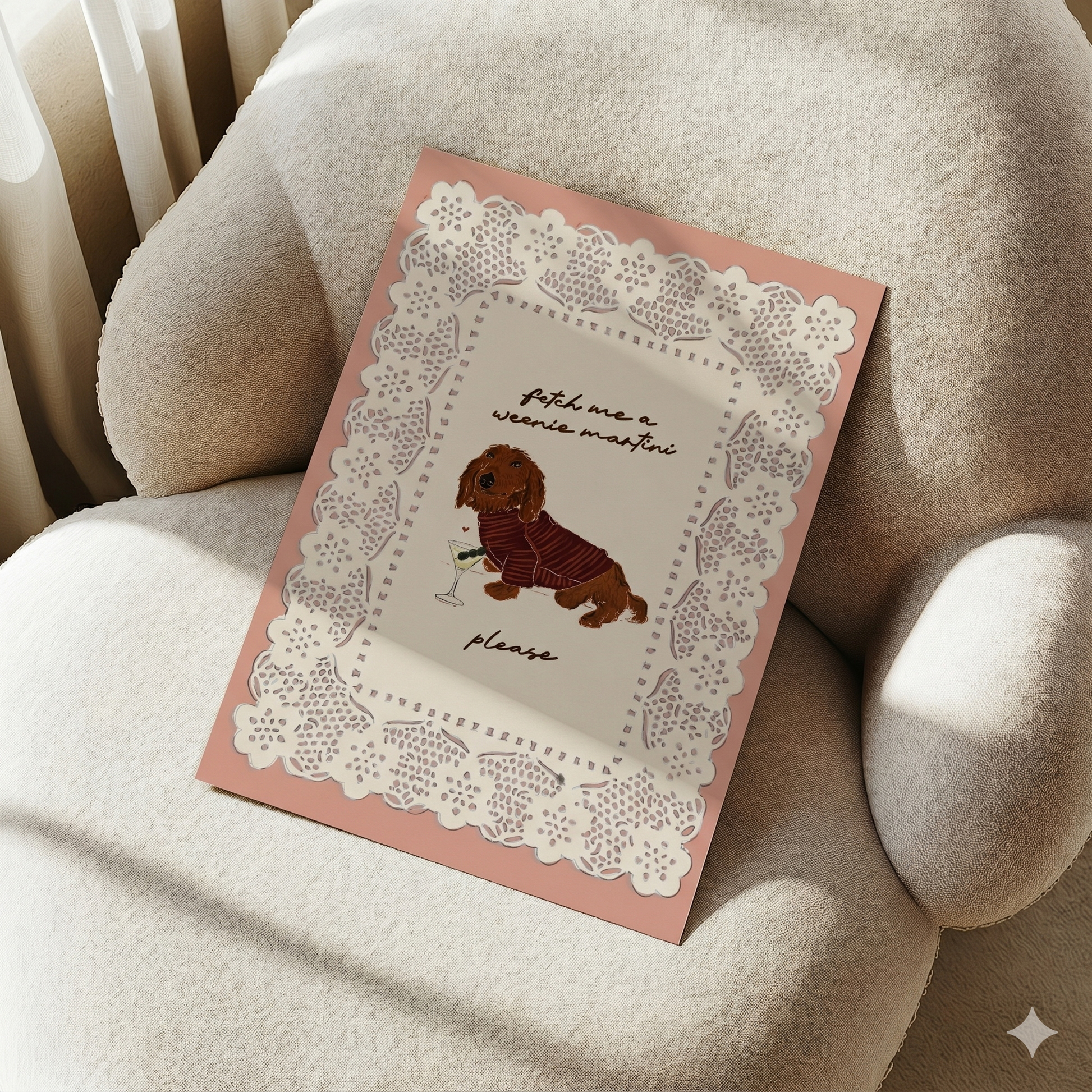 Fetch Me A Weenie Martini - Ginger Dachshund Print