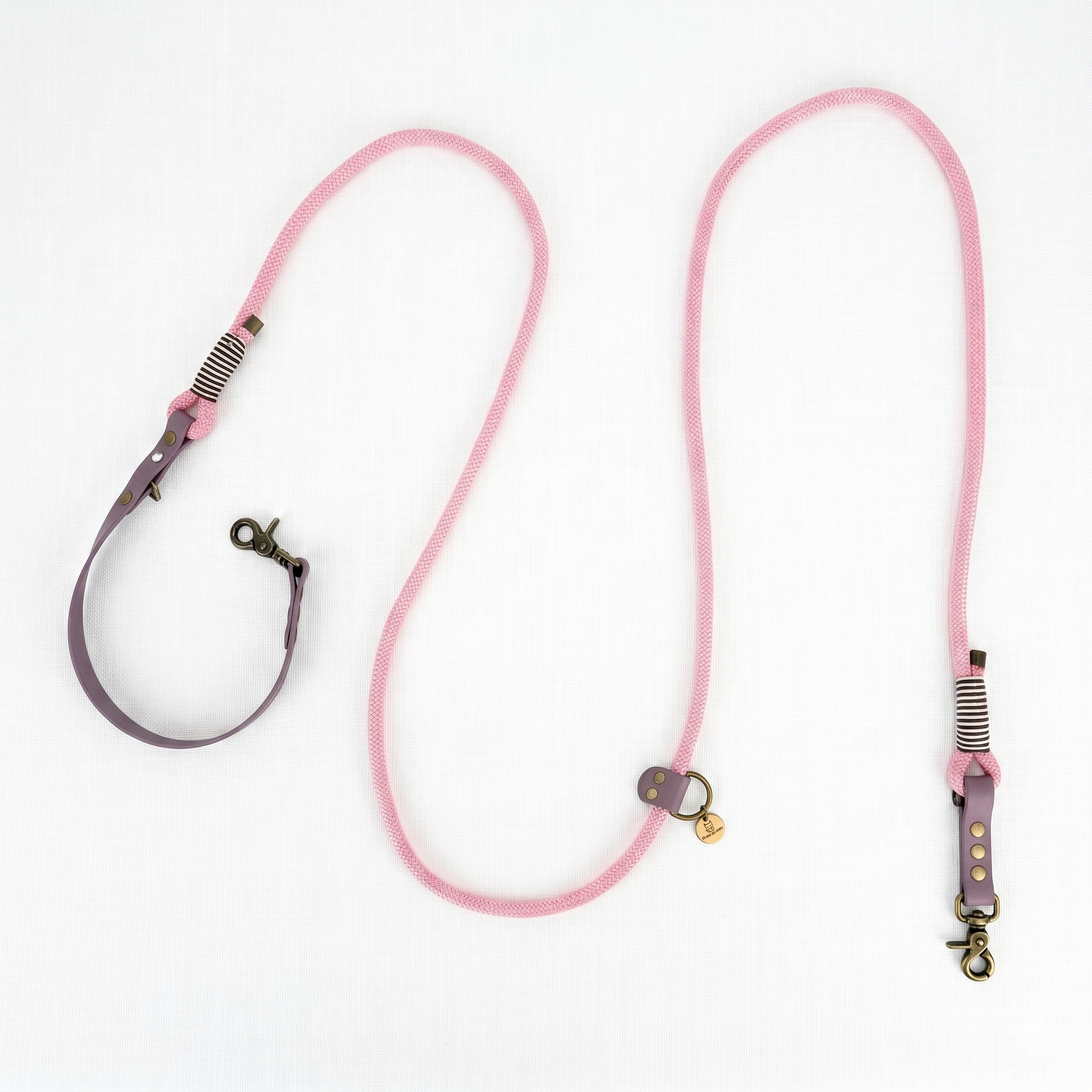 Kitsuné Pink Multiposition Paracord & Biothane Lead