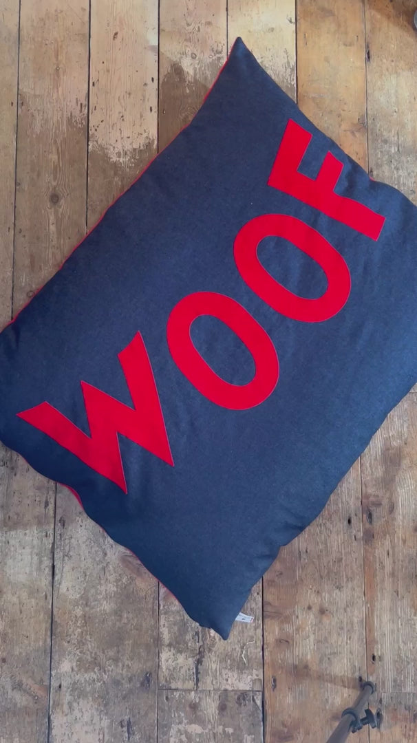 Dog Bed Big WOOF in Denim