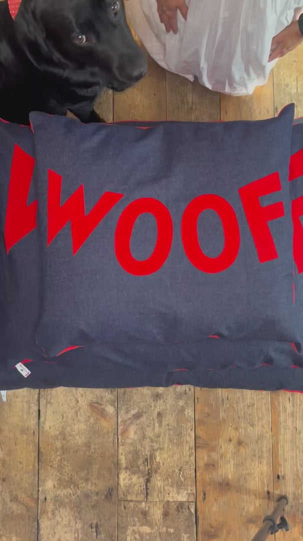 Dog Bed Big WOOF in Denim