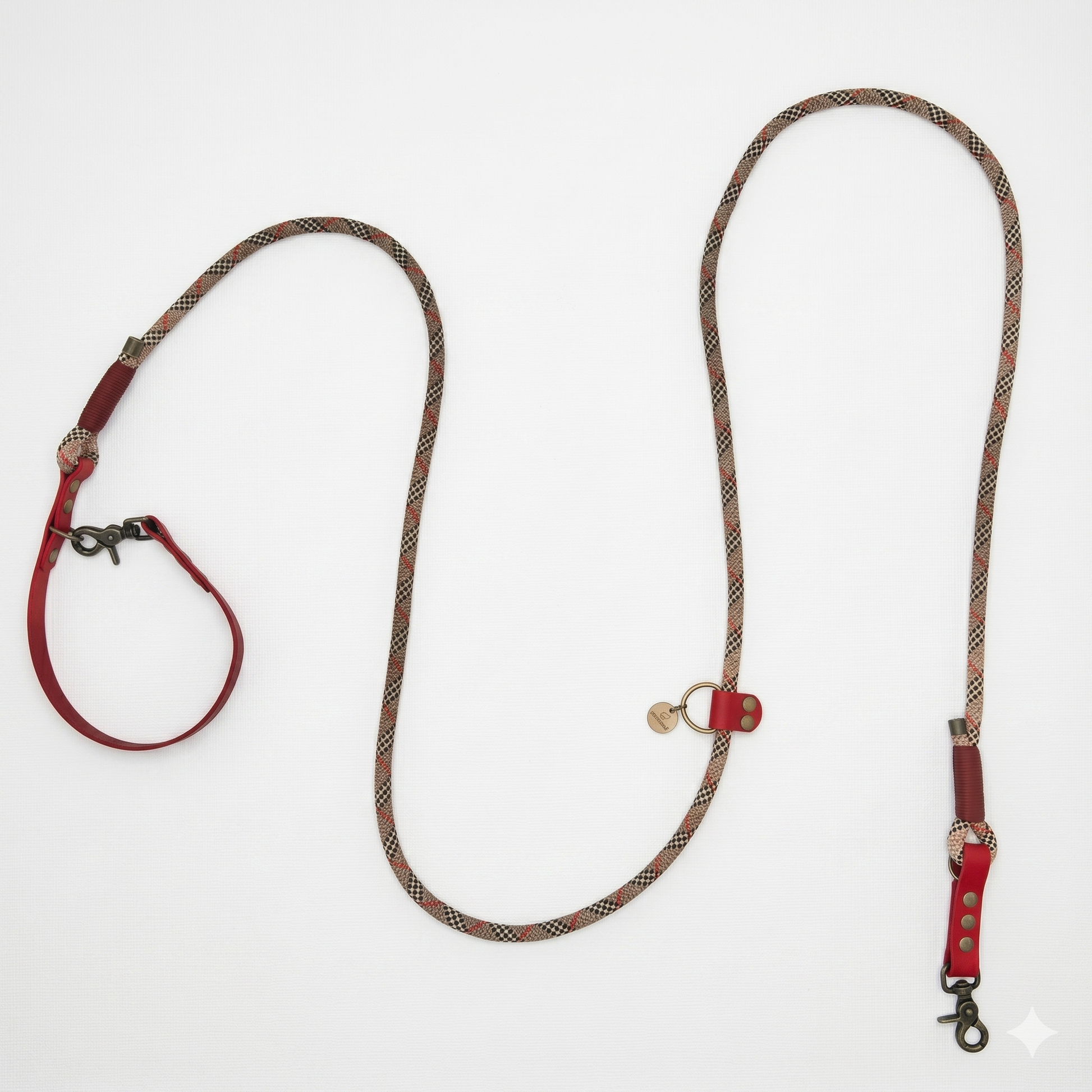 Kitsuné Tartan Red Multiposition Paracord & Biothane Lead